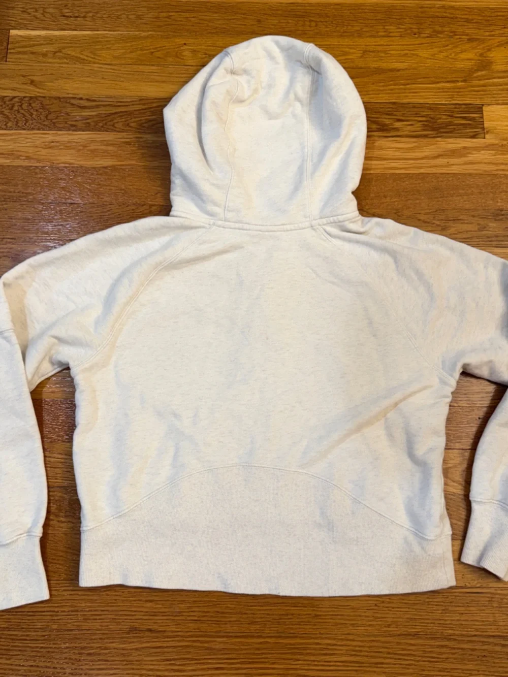 Offline by Aerie Cropped Half-Zip Hoodie in Oatmeal/Light Cream -  Size Small